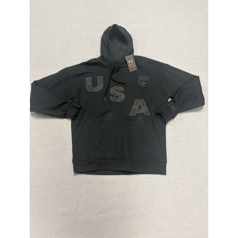 NEW Under Armour Project Rock USA Veterans Day Icon Hoodie Black Mens Large NWT